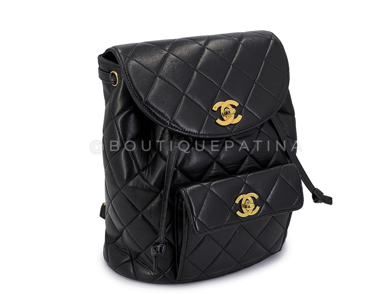 Chanel 1996 Vintage Black Lambskin Duma Backpack Bag 24k GHW CAR