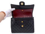 Chanel Vintage 1989 Black Tall Medium Classic Double Flap Bag 24k GHW