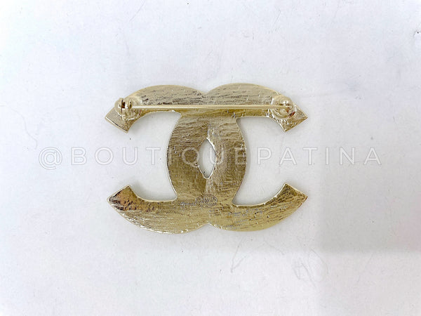 Chanel 19A Egypt Green Crocodile Print Gold Brooch Paris-New York YE7