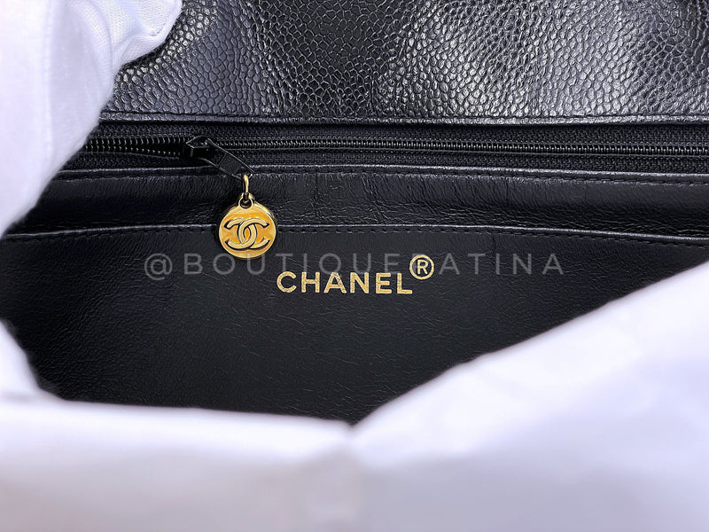 Chanel Vintage 1993 Black Caviar Medium Diana Flap Bag 24k GHW