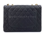 Chanel Black Caviar Jumbo Flap Bag 2002 Pristine Vintage Classic 24k GHW