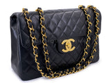 Chanel 1994 Vintage Black Maxi Classic Flap Bag 24k GHW FTD