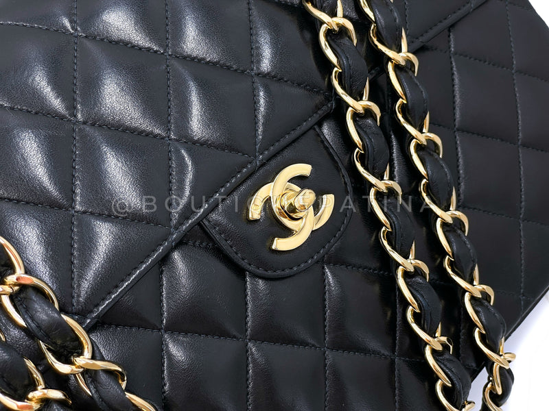 Chanel Vintage Black Jumbo Classic Flap Bag 24k GHW Lambskin Large CC