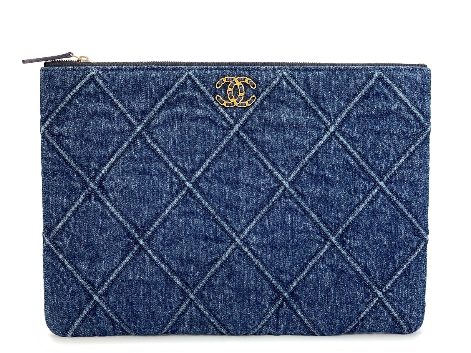 Chanel 19 Blue Denim Large O Case Clutch Bag GHW 6EX – Boutique Patina