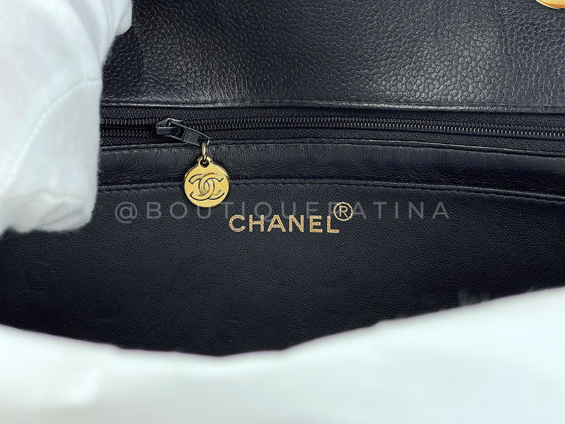 Chanel Vintage 1997 Black Caviar Jumbo Classic Flap Bag 24k GHW