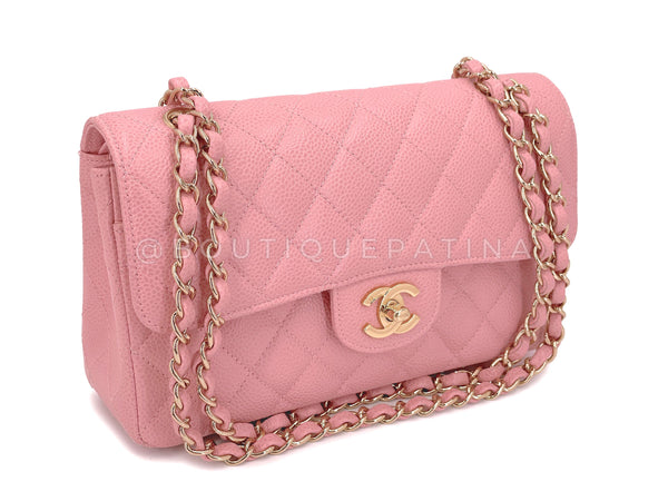 Chanel 2005 Vintage Sakura Pink Small Classic Double Flap Bag 24k GHW