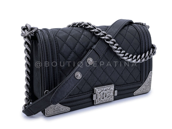 Chanel 2014 Paris Dallas Métiers d'Art Black Medium Boy Flap Bag