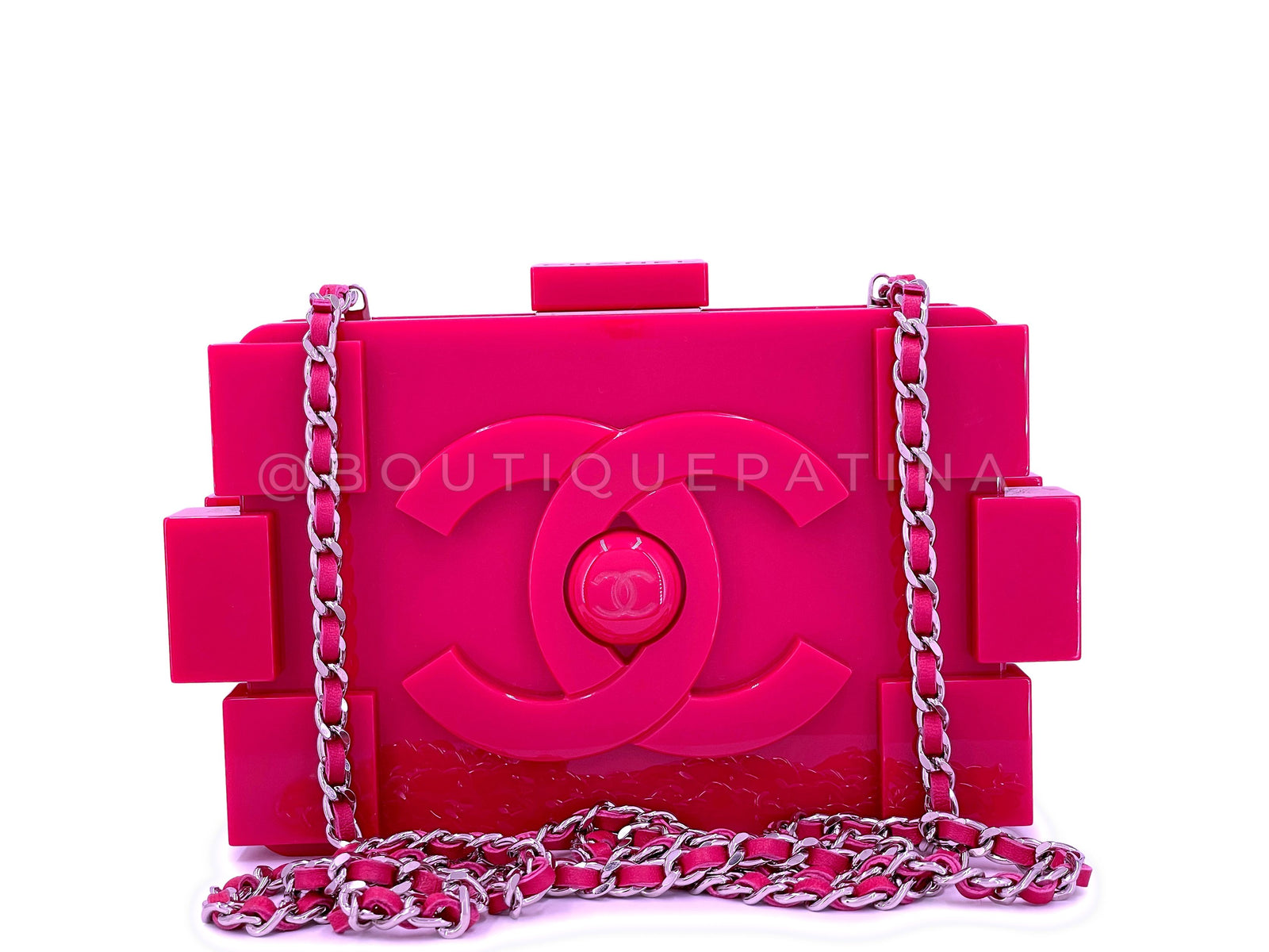 Chanel Pink Lego Minaudiere Clutch Shoulder Bag 2014 Brick Plexiglass Boutique Patina