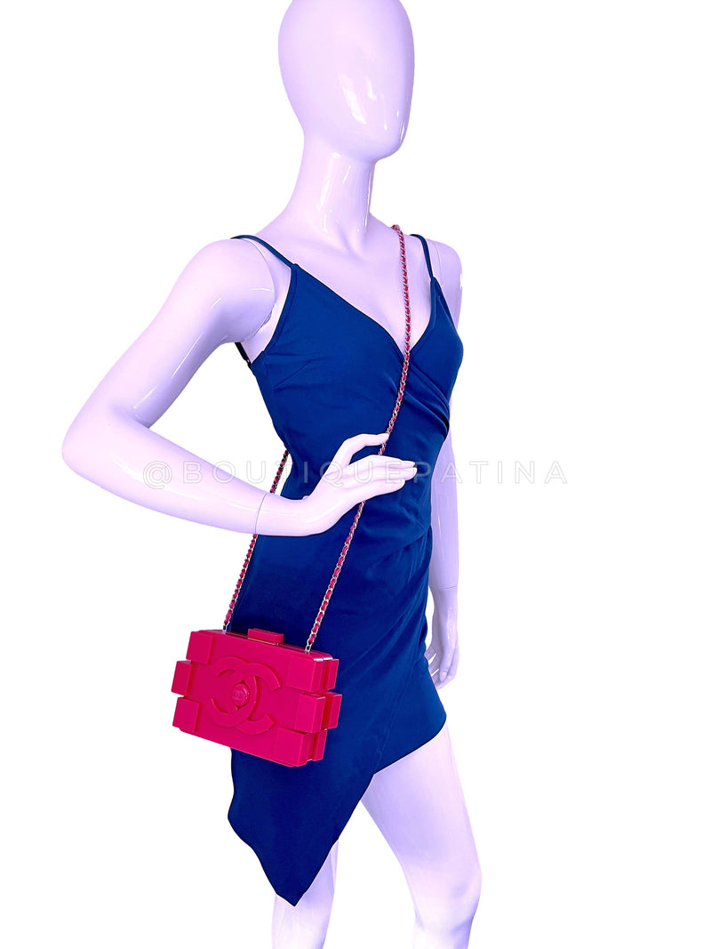 Chanel 2014 Pink Lego Brick Minaudière Plexiglass Clutch Shoulder Bag –  Boutique Patina