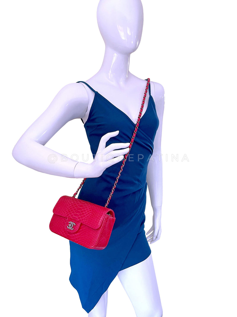Chanel Classic Python Mini Square Single Flap Bag - Green Shoulder Bags,  Handbags - CHA774005