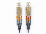 Chanel 19A Egypt Crystal Mesh Rainbow Strass Earrings Paris-New York 5-Row Large YY3