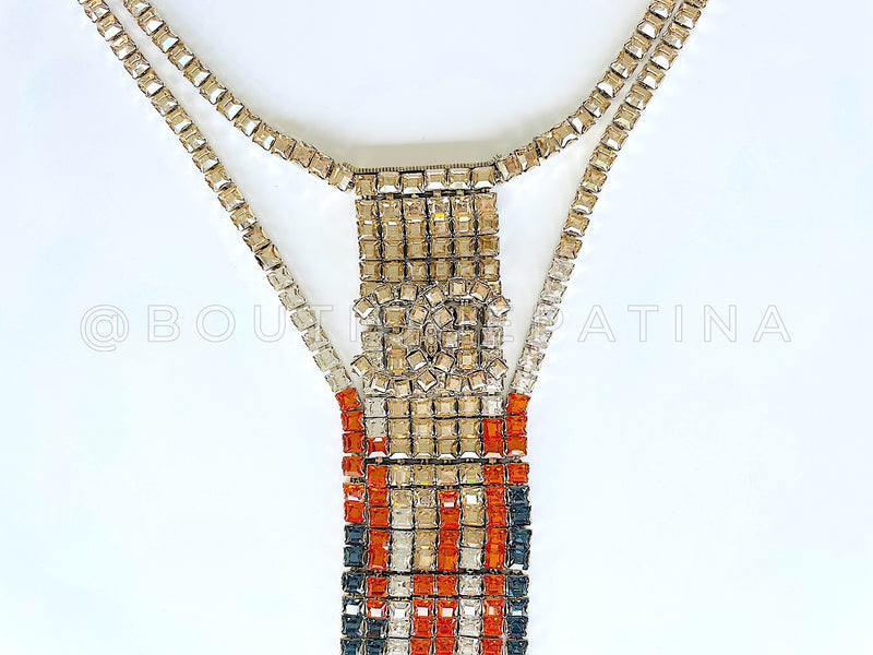 Chanel 19A Egypt Limited Crystal Mesh Rainbow Strass Necklace Multicolor Paris-New York Large 9DE