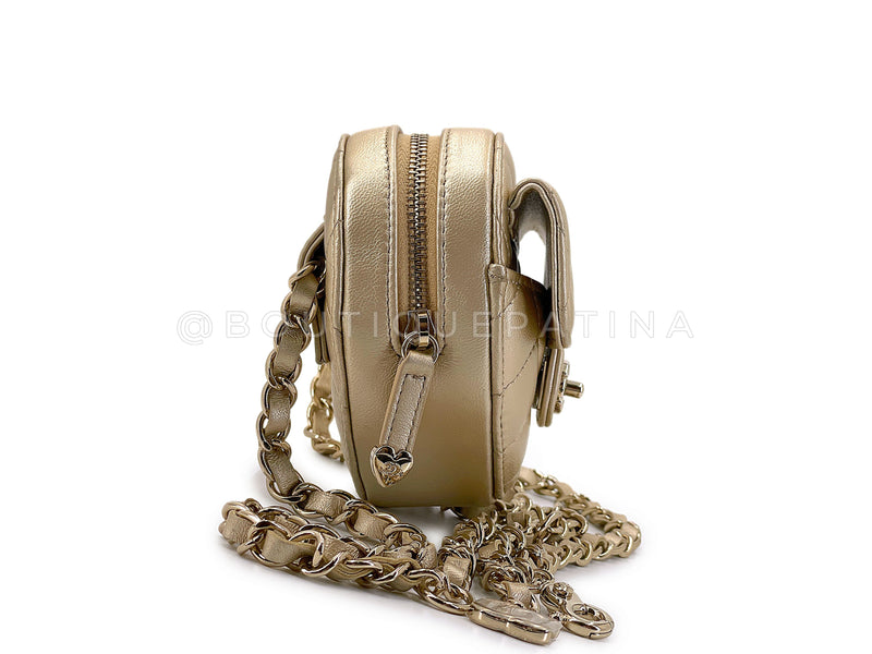 Pristine Chanel CC In Love Gold Heart Belt Bag GHW
