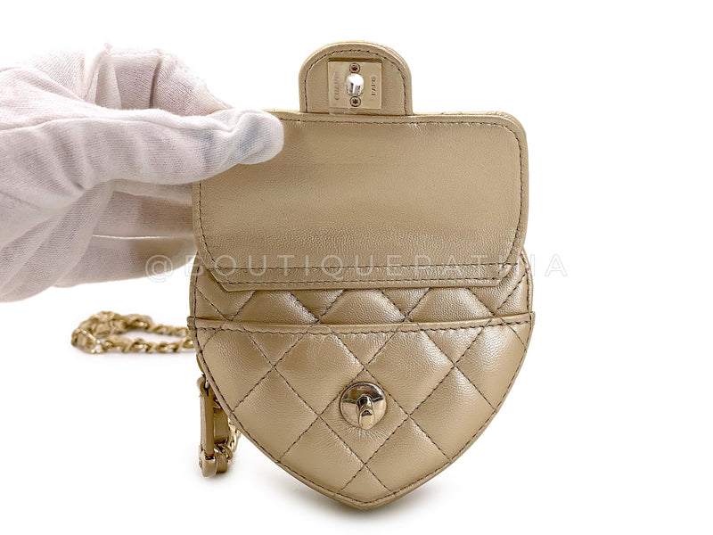 Pristine Chanel CC In Love Gold Heart Belt Bag GHW