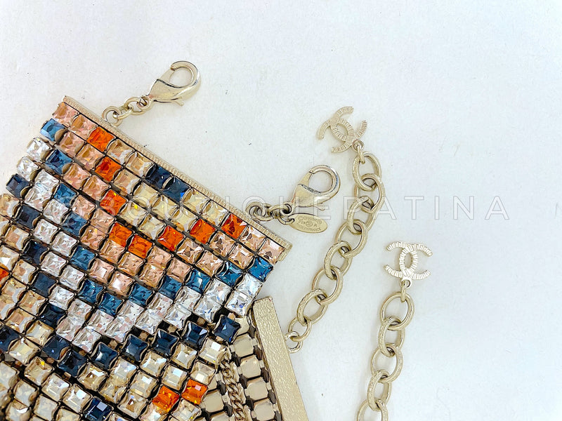 Rare Chanel 19A Egypt Crystal Mesh Rainbow Strass Bracelet Multicolor Paris-New York 6O6