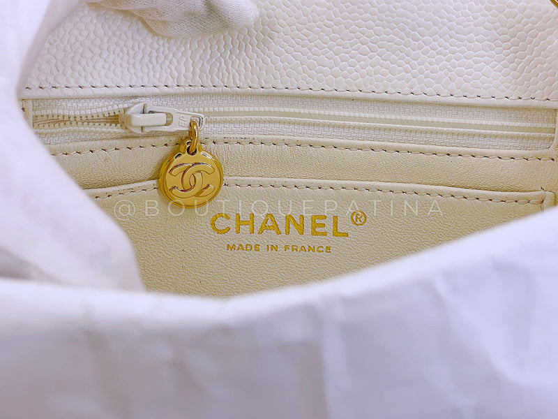 Chanel 2005 Vintage Ivory Caviar Square Mini Flap Bag 24k GHW