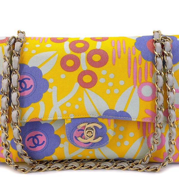 Rare Chanel 2003 Vintage Flower Rainbow Canvas Print Medium