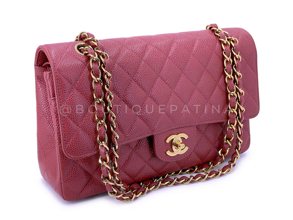 Pristine Chanel Dark Pink Vintage Caviar Medium Classic Double Flap Bag 24k GHW