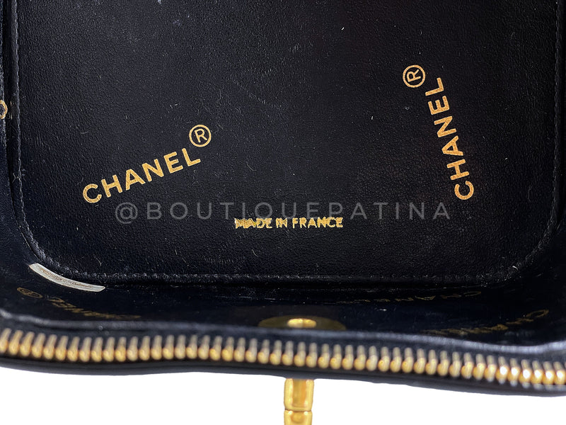 Chanel Vanity Case Rare Large Vintage 90s Top Handle Black Caviar Leather  Bag