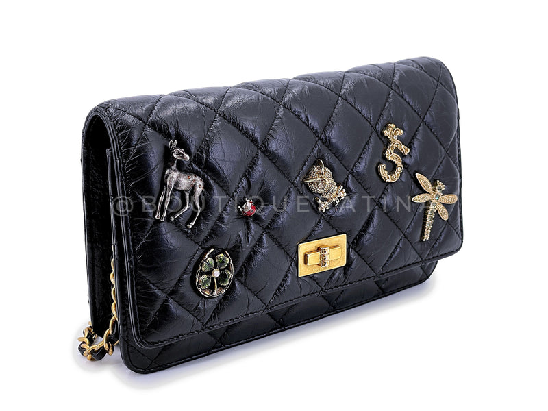 17P Chanel Black Lucky Charms Reissue WOC Wallet on Chain Bag