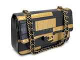 Chanel 19A Egypt Black/Gold Crocodile and Python Print Medium Classic Double Flap Bag GHW Paris-New York 925