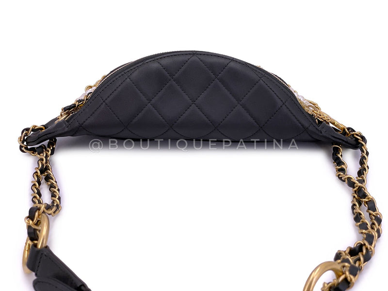 Chanel 19A Black All About Chains Pearl Fanny Pack Bag GHW Egypt Paris-New York 1LP