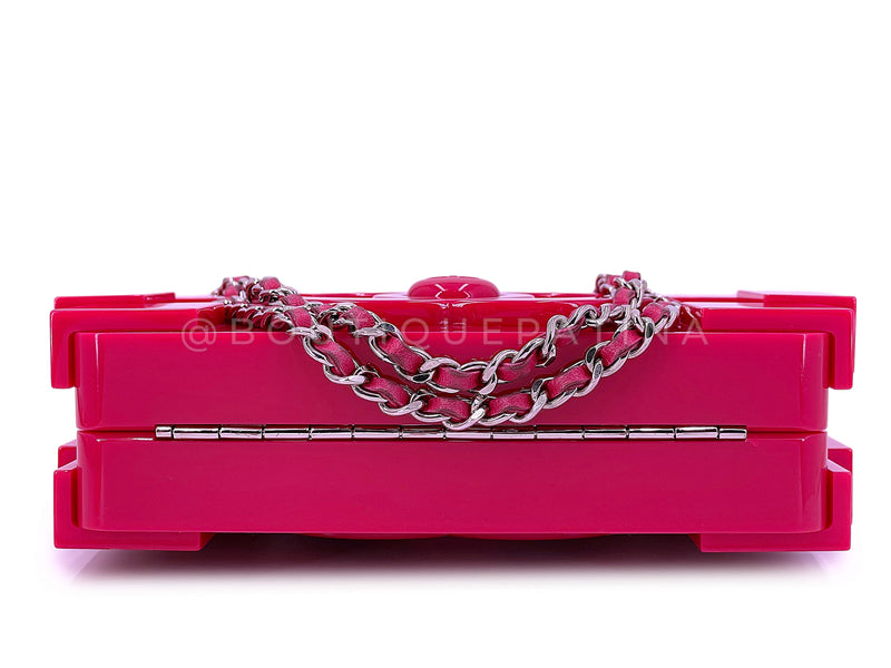 Chanel 2014 Fuchsia Pink Lego Brick Minaudière Clutch Bag SHW Plexiglass
