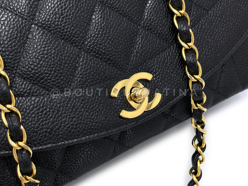 Chanel Vintage 1994 Black Caviar Small Diana Flap Bag 24k GHW