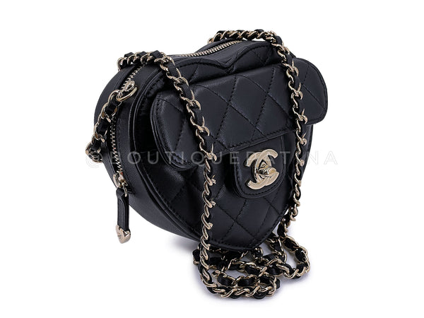 Chanel CC In Love Black Heart Bag Mini Crossbody GHW
