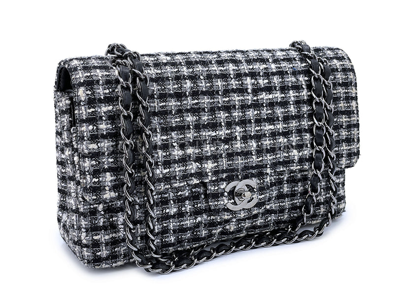 chanel black and white tweed bag