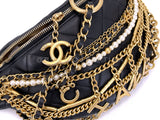 Chanel 19A Black All About Chains Pearl Fanny Pack Bag GHW 1LP