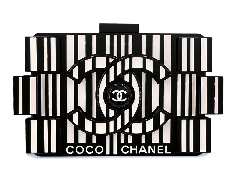 Chanel Lego Minaudière Barcode Striped Clutch Bag 2014 Supermarket Plexiglass YD0