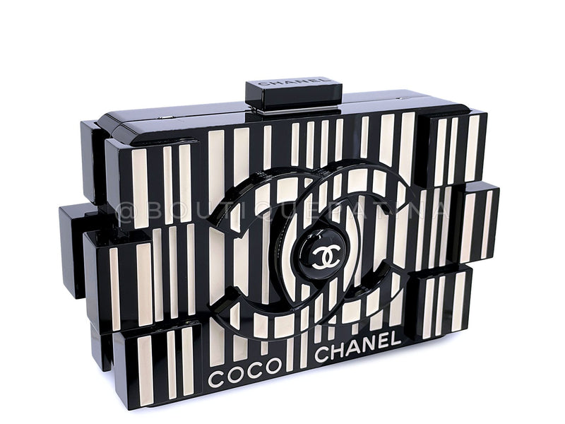 Chanel Lego Minaudière Barcode Striped Clutch Bag 2014 Supermarket Plexiglass YD0