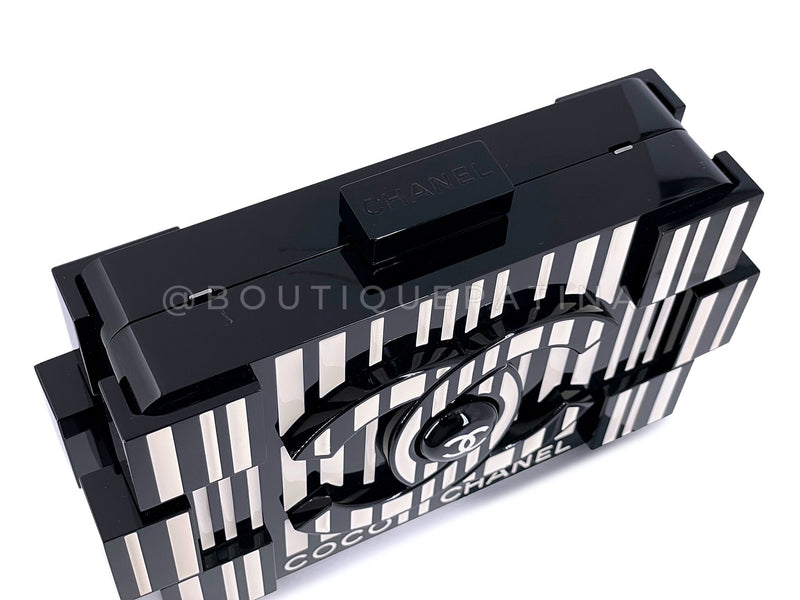 Chanel Lego Minaudière Barcode Striped Clutch Bag 2014 Supermarket Plexiglass YD0