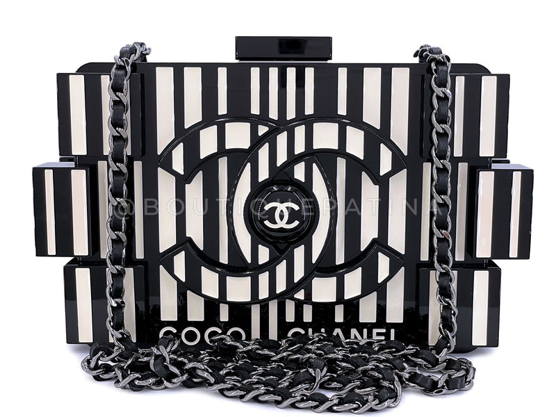 Chanel Lego Minaudière Barcode Striped Clutch Bag 2014 Supermarket Plexiglass YD0