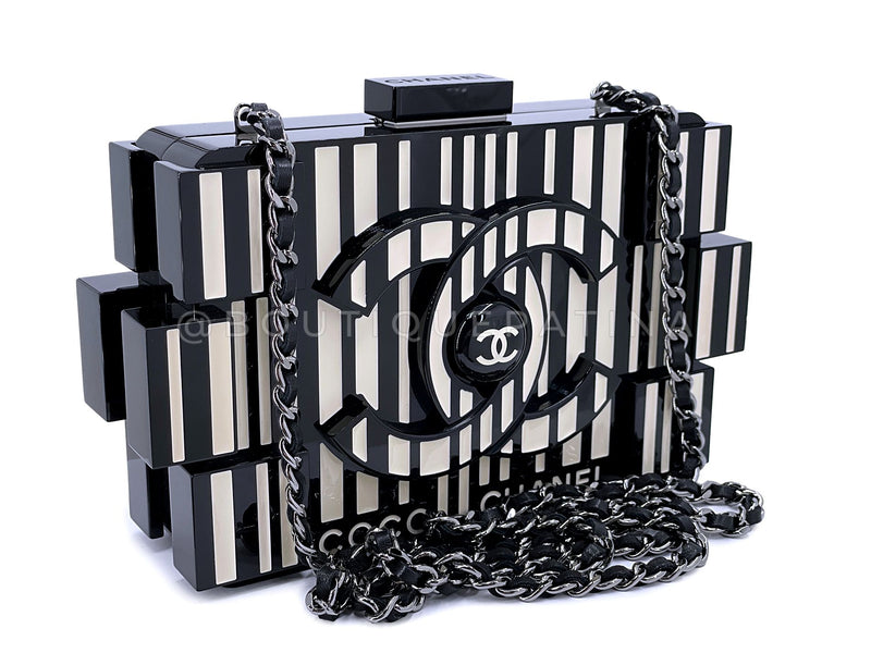 Chanel Lego Minaudière Barcode Striped Clutch Bag 2014 Supermarket Plexiglass YD0