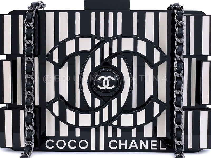 Chanel Lego Minaudière Barcode Striped Clutch Bag 2014 Supermarket Plexiglass YD0