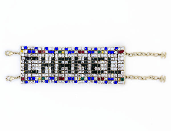 Rare Chanel 19A Egypt Crystal Mesh Rainbow Strass Necklace