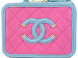 Chanel 2019 Pink/Green/Blue Caviar Filigree Vanity Case Bag