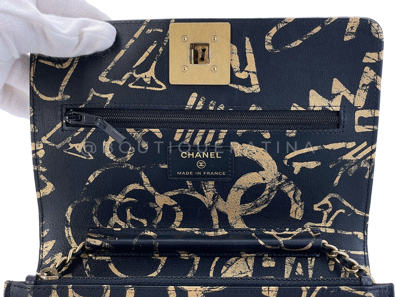 Chanel 19A Egypt Raised Pyramid Graffiti WOC Wallet on Chain Bag Paris-New York UT1