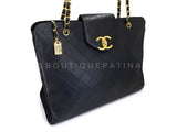 Chanel 1994 Vintage Black Quilted Supermodel XL Weekender Tote Bag 24k GHW WR2