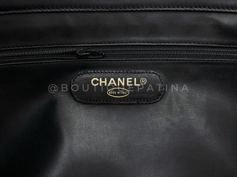 Chanel 1994 Vintage Black Quilted Supermodel XL Weekender Tote Bag 24k GHW WR2