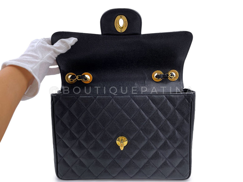 Chanel 1994 Vintage Black Caviar Jumbo Classic Flap Bag 24k GHW THW