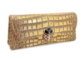 Chanel 19A Paris-New York Egypt Scarab Gold Crocodile Print Clutch Bag TI9