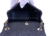Rare Pristine Chanel 1998 Vintage Gray Denim Square Mini Flap Bag 24k GHW