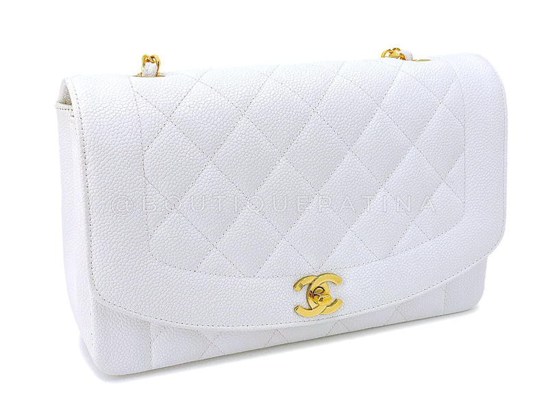 Chanel Vintage 1994 White Caviar Medium Diana Flap Bag 24k GHW – Boutique  Patina
