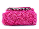 Chanel 19 Pink Shearling Fur Small Medium Flap Bag