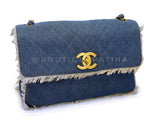 Rare Chanel 1994 Blue Denim Vintage Maxi Classic Crossbody Flap Bag 24k GHW