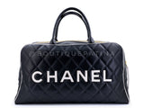 Pristine Chanel 1995 Vintage Black Letter Large Bowler Duffle Bag