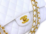 Chanel Vintage White Caviar Medium Classic Double Flap Bag 24k GHW 4RF
